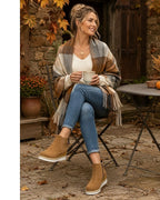 Women's Suede Platform Chelsea Wedge Boots with Woven Sole Trim – Gwen Mae