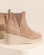 Women's Suede Wedge Chelsea Ankle Boots with Braided Platform Sole – Luna Lou