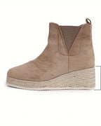 Women's Suede Wedge Chelsea Ankle Boots with Braided Platform Sole – Luna Lou