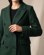 Women's Double Breasted Coat with Notched Lapel and Turned-Back Cuffs, Midi Length – Jane