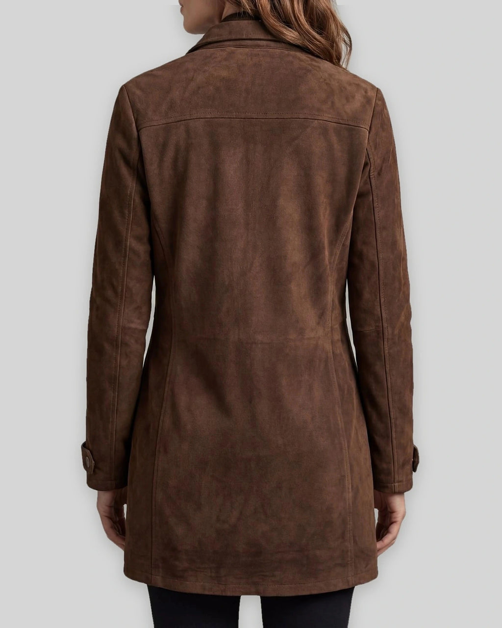 Women's Coat Tailored Longline Faux Suede Coat with Flap Pockets in Brown – Hattie Rose