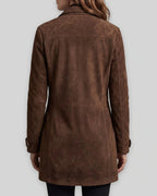 Women's Coat Tailored Longline Faux Suede Coat with Flap Pockets in Brown – Hattie Rose
