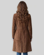 Women's Winter Coat in Tailored Longline Faux Suede with Side Pockets – Lottie Jane