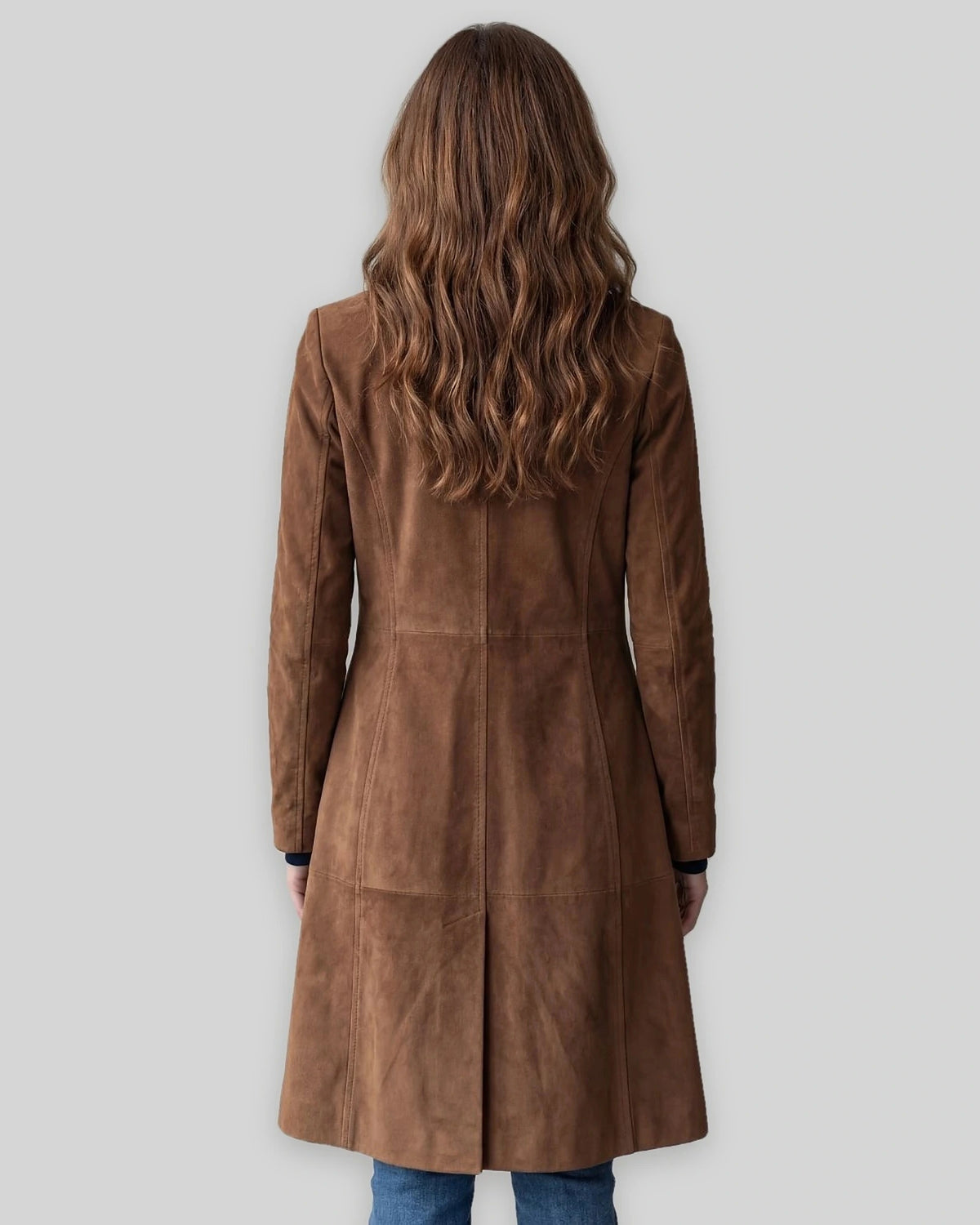 Women's Winter Coat in Tailored Longline Faux Suede with Side Pockets – Lottie Jane