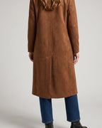 Women's Winter Coat in Tailored Longline Faux Suede with Side Pockets – Lottie Jane