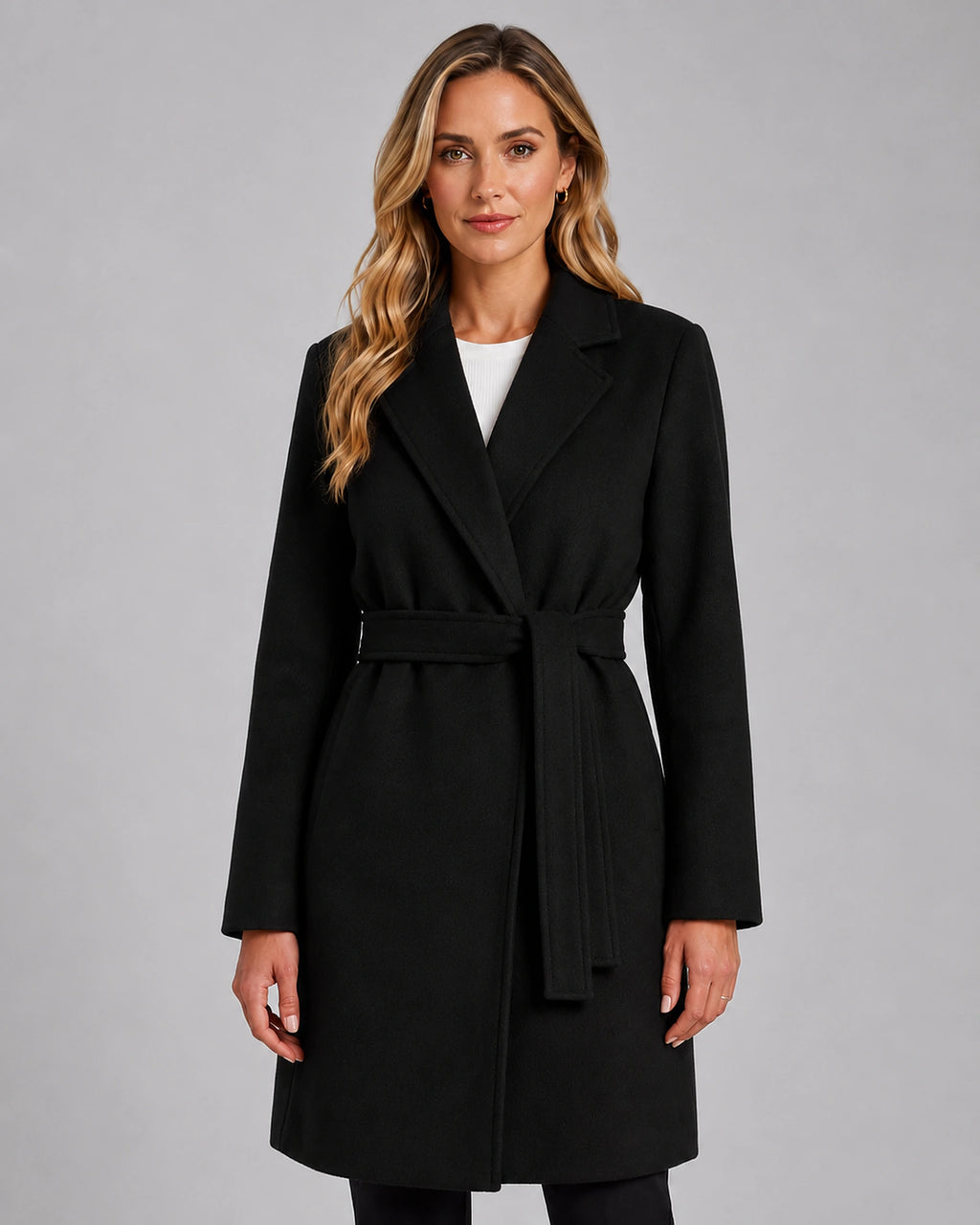Women's Coat Tailored Notch Lapel Belted Wrap Coat with Tie Waist, Autumn Winter Coats for Women – Mabel Rose