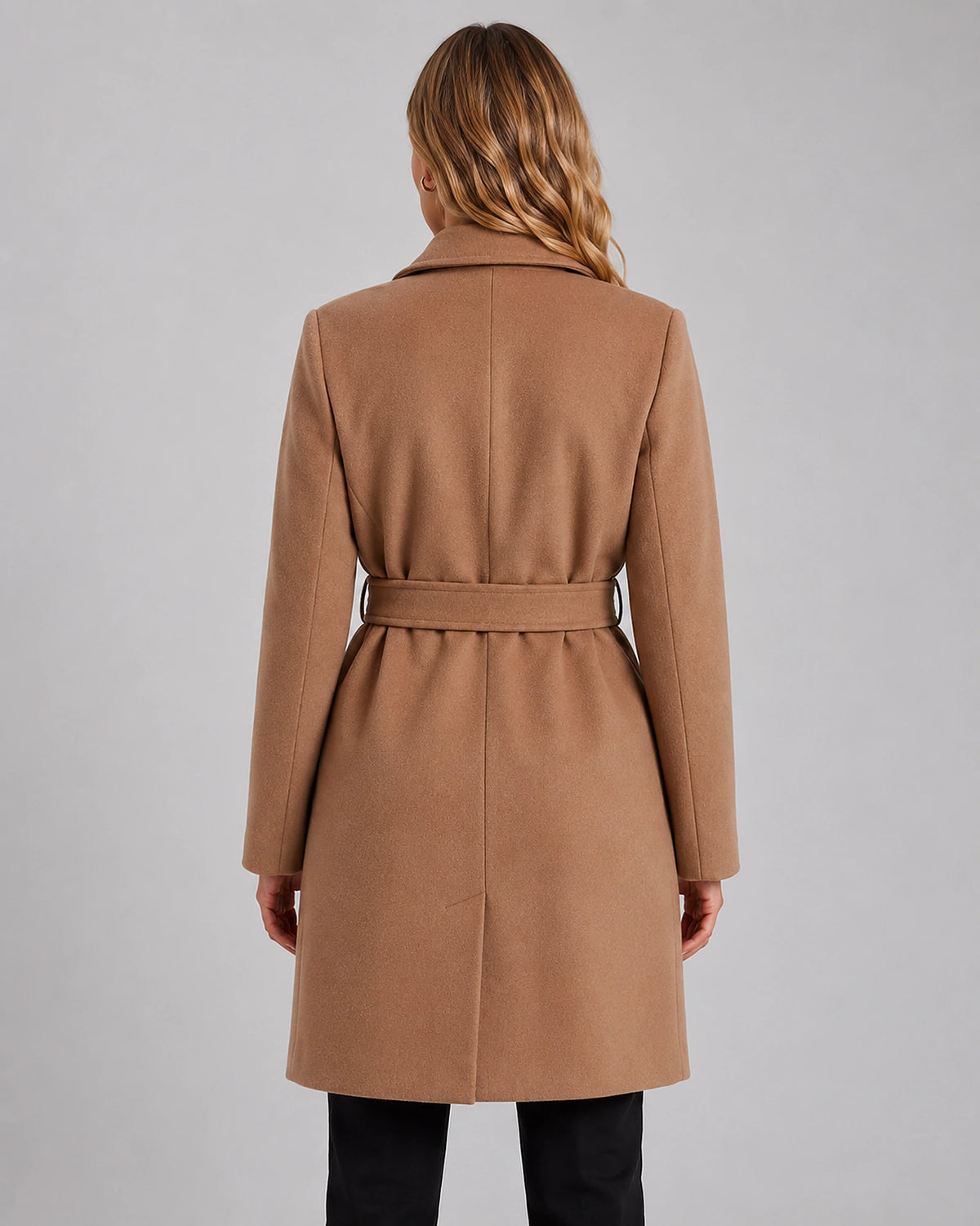 Women's Coat Tailored Notch Lapel Belted Wrap Coat with Tie Waist, Autumn Winter Coats for Women – Mabel Rose