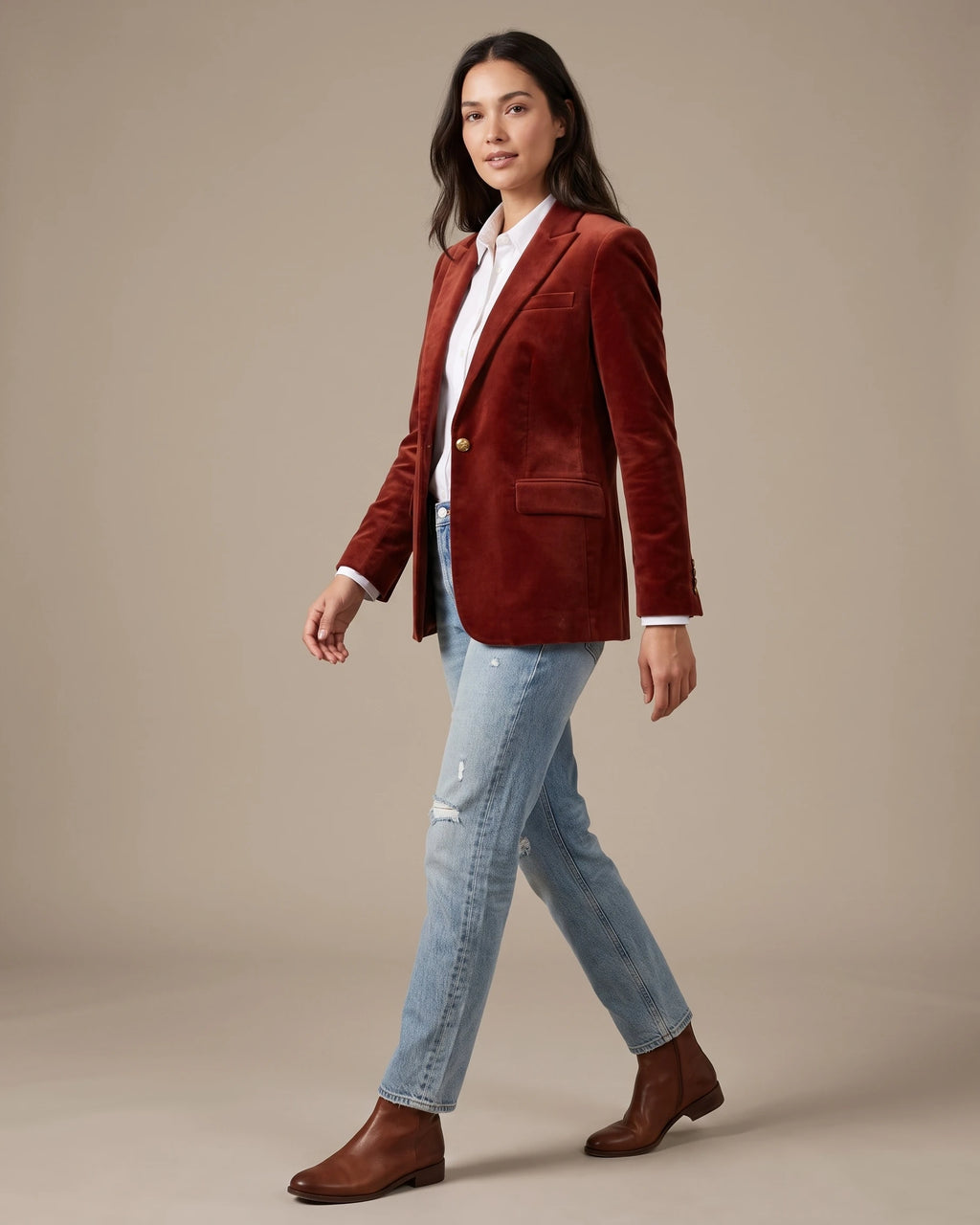 Women's Velvet Blazer with Peak Lapel and Flap Pockets, Single-Breasted – Lulu