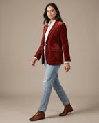 Women's Velvet Blazer with Peak Lapel and Flap Pockets, Single-Breasted – Lulu