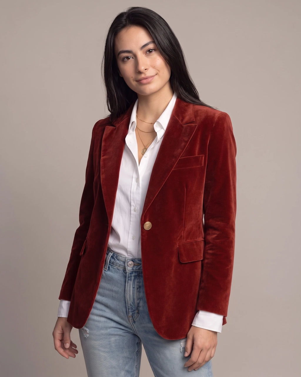 Women's Velvet Blazer with Peak Lapel and Flap Pockets, Single-Breasted – Lulu