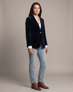 Women's Velvet Blazer with Peak Lapel and Flap Pockets, Single-Breasted – Lulu