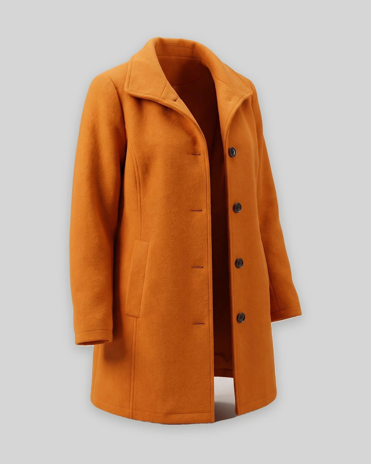 Women's Coat in a Tailored Straight Cut with Button Front and Welt Pockets for Winter – Gemma Jane