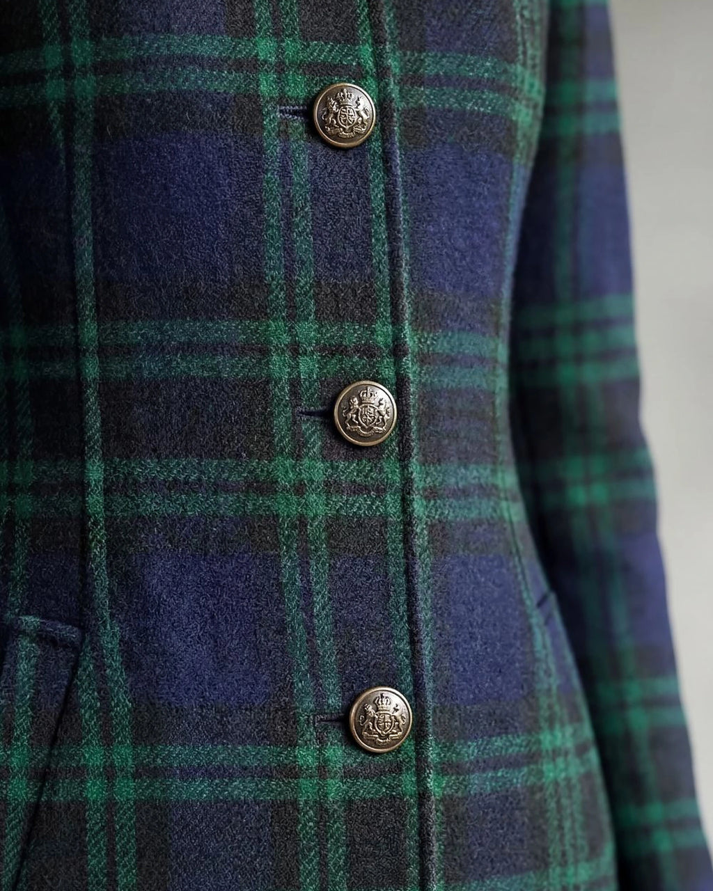 Women's Coat for Women, Tartan Longline Coat with Stand Collar, Black Watch Tartan Coat – Mabel Mae