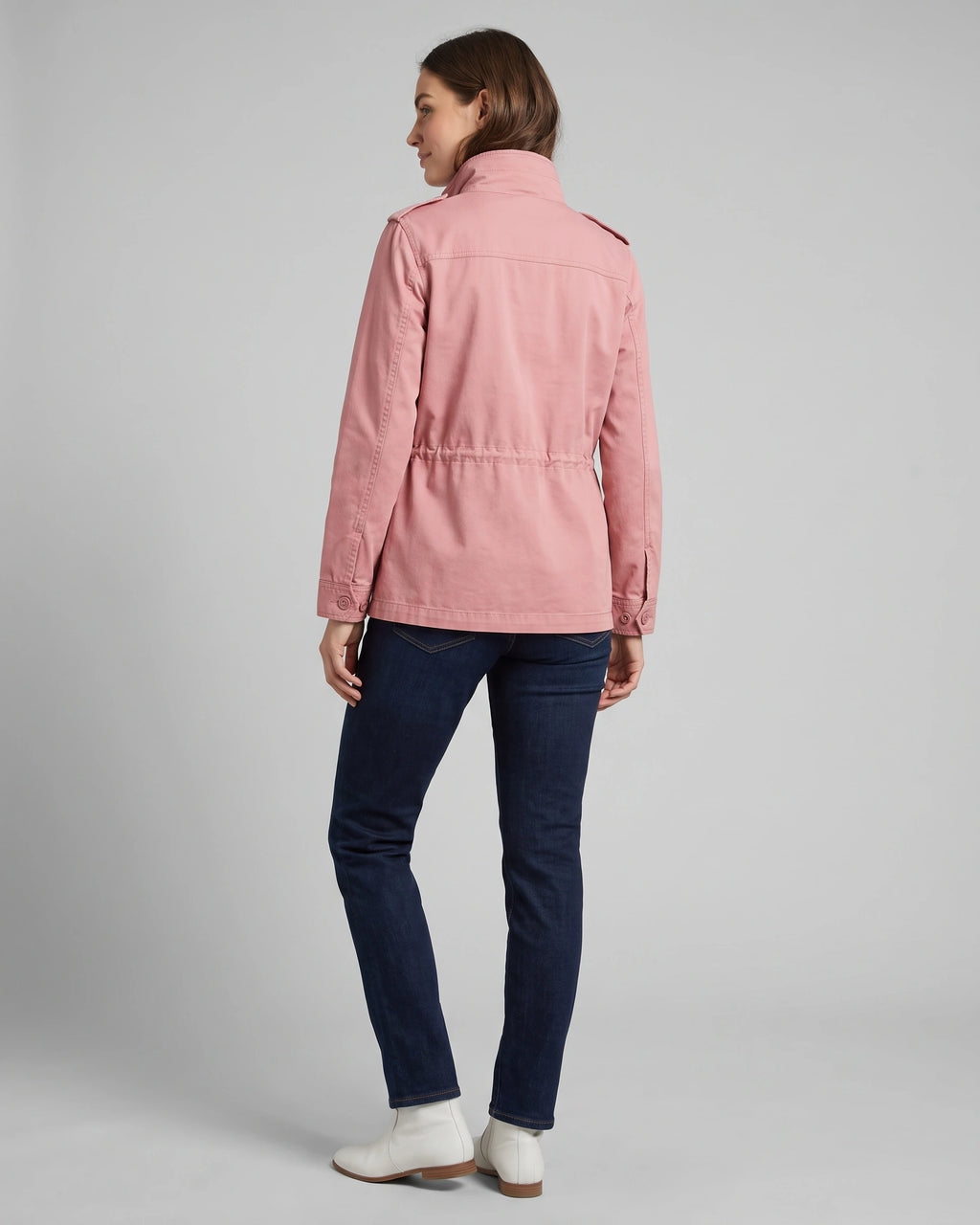 Women's Utility Jacket with Cinched Waist and Flap Pockets, Adjustable Drawstring Waist – Gemma Belle