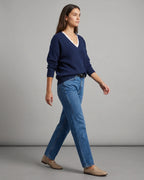 Women's V-Neck Knit Jumper with Lace Trim and Scalloped Lace Edging – Pippa Mae