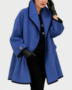 Women's Wide Lapel Coat with Contrast Trim and Button Front – Greta Mae