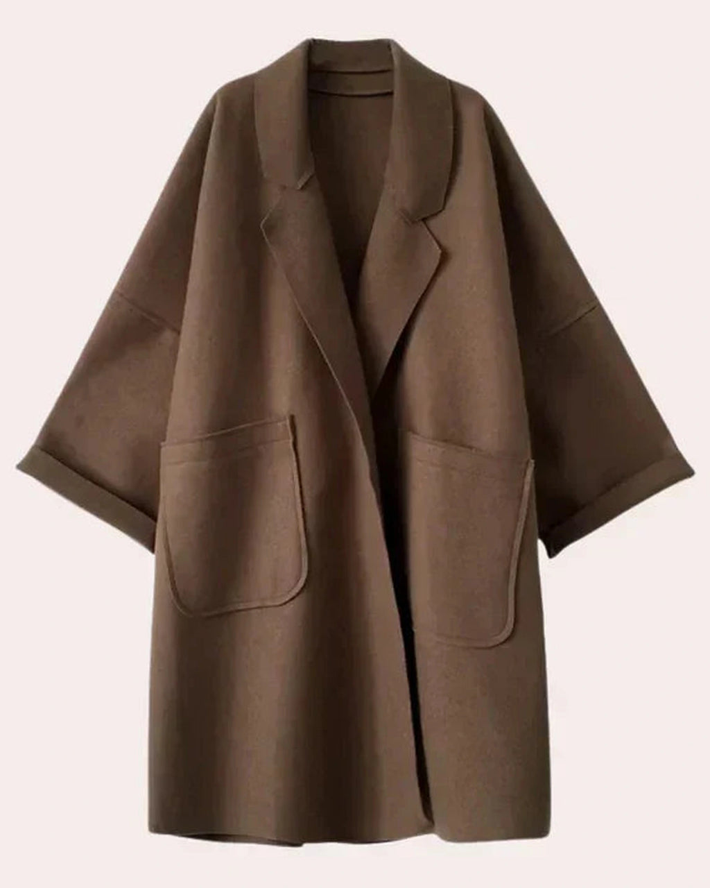 Women's Wide Lapel Oversized Trench Coat with Patch Pockets – Holly Grey