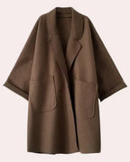 Women's Wide Lapel Oversized Trench Coat with Patch Pockets – Holly Grey