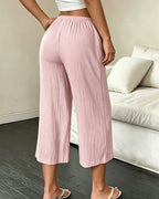 Women's Wide Leg Cropped Trousers with Elasticated Drawstring Waist – Tamsin Lou