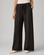 Women's Wide Leg Knitted Trousers with Drawstring Waist – Vesper Mae