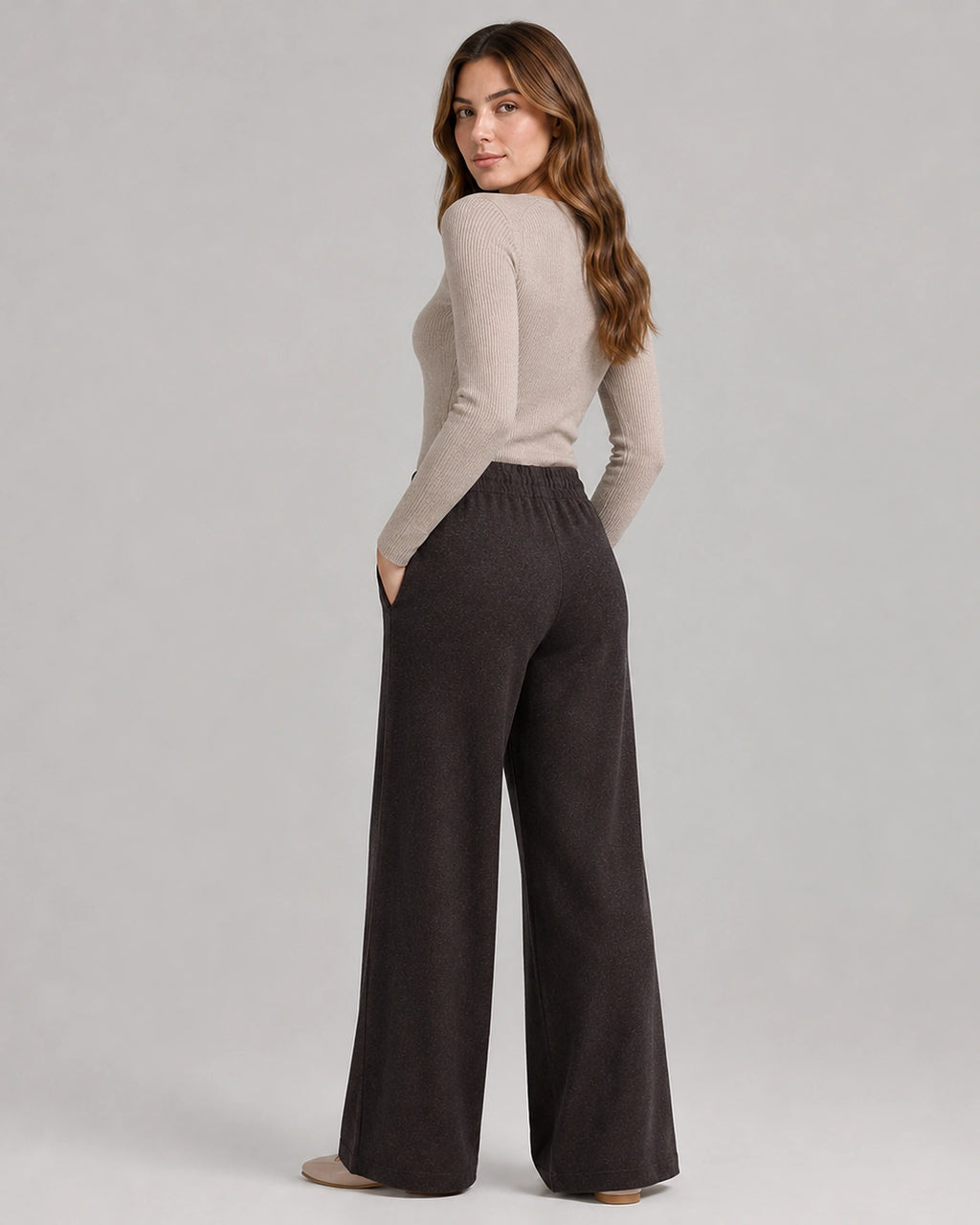 Women's Wide Leg Knitted Trousers with Drawstring Waist – Vesper Mae