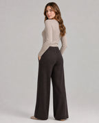 Women's Wide Leg Knitted Trousers with Drawstring Waist – Vesper Mae