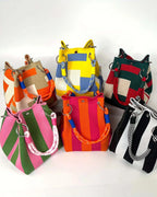Women's Bucket Bag with Woven Colour-Block Design and Rope Handles, Summer Handbag – Eloise