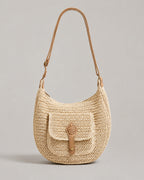 Women's Shoulder Bag with Leather Strap and Front Flap Pocket, Woven Crochet Bag for Women – Tessa Mae
