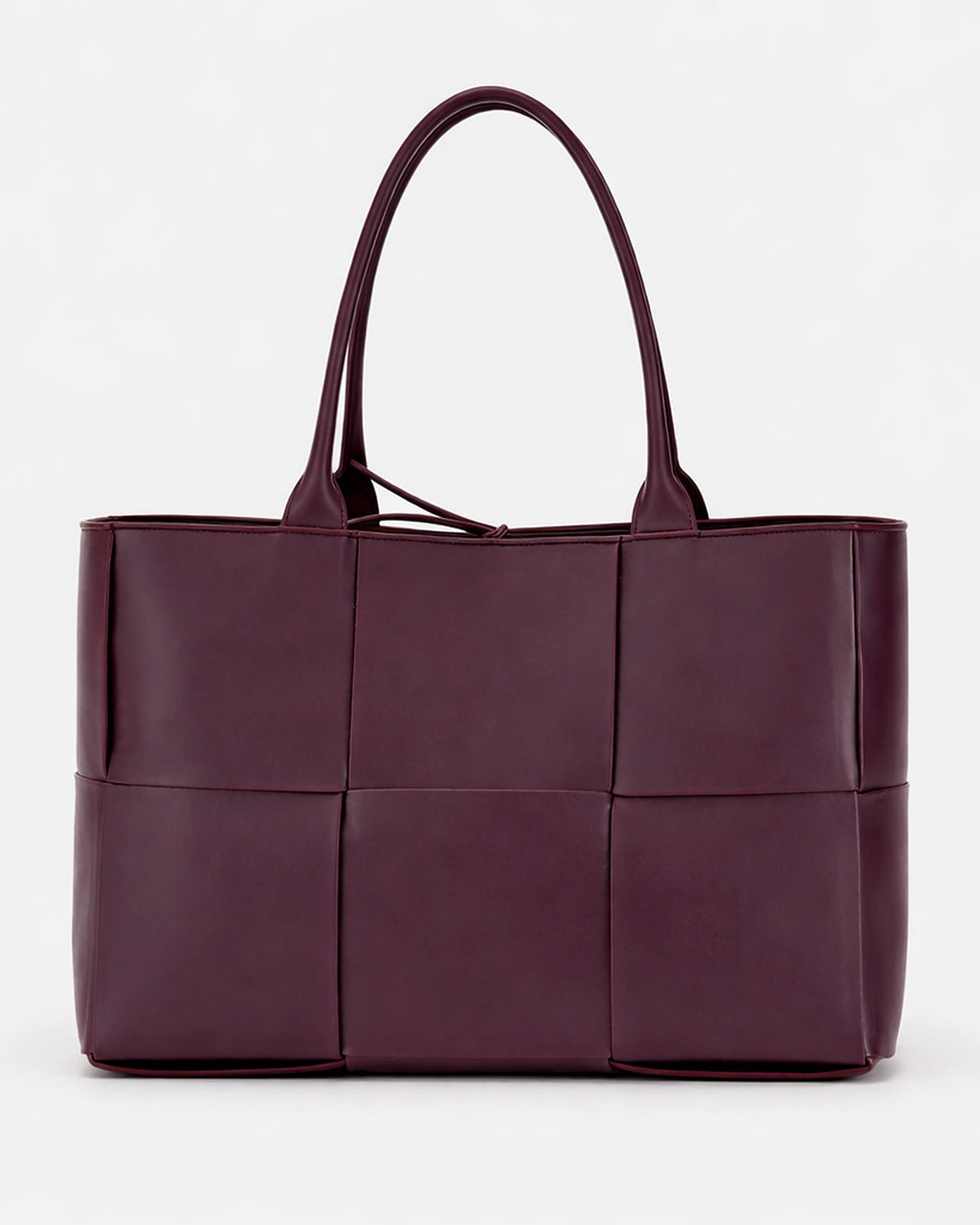 Women's Woven Faux Leather Tote Bag with Chunky Top Handles – Goldie