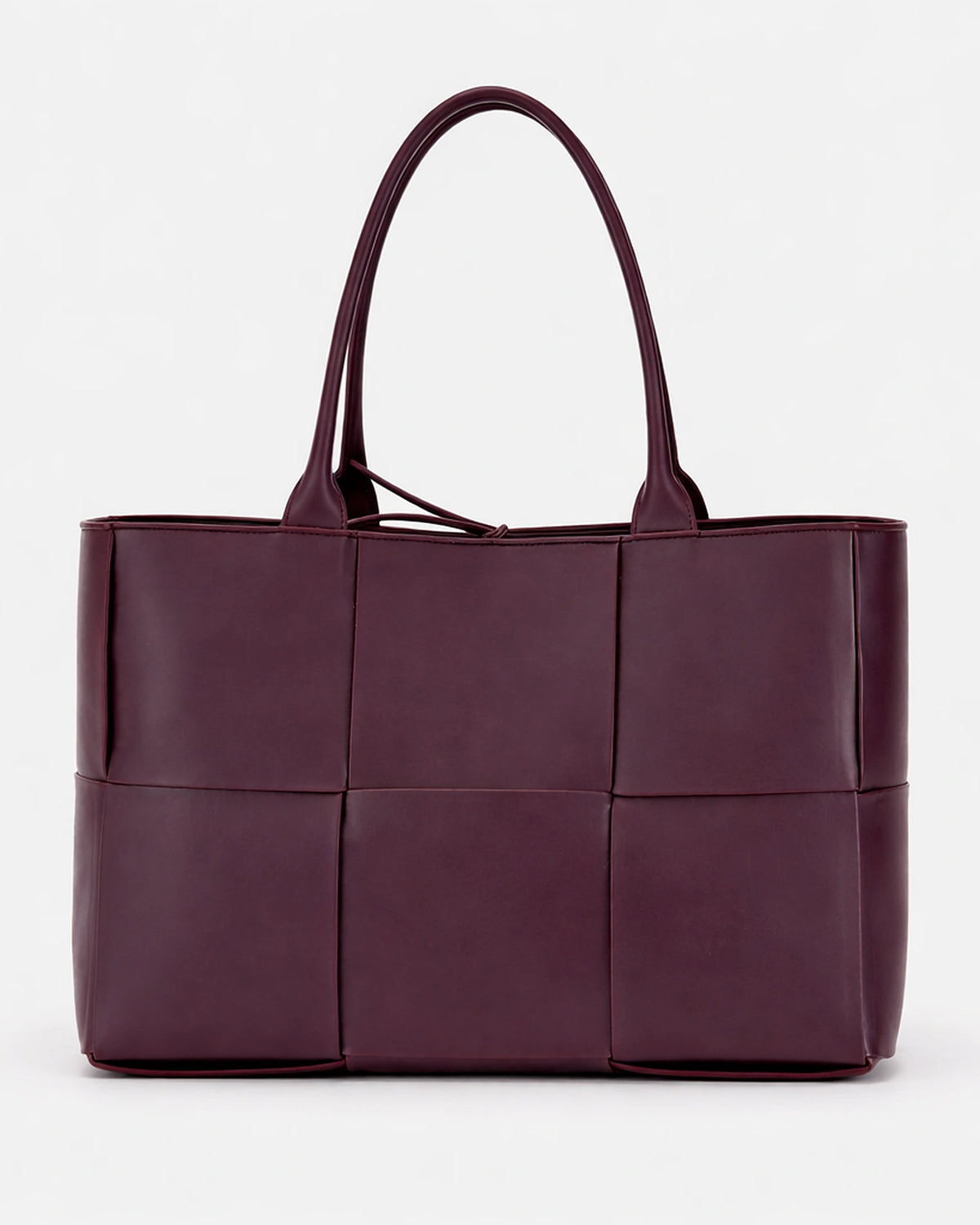 Women's Woven Faux Leather Tote Bag with Chunky Top Handles – Goldie