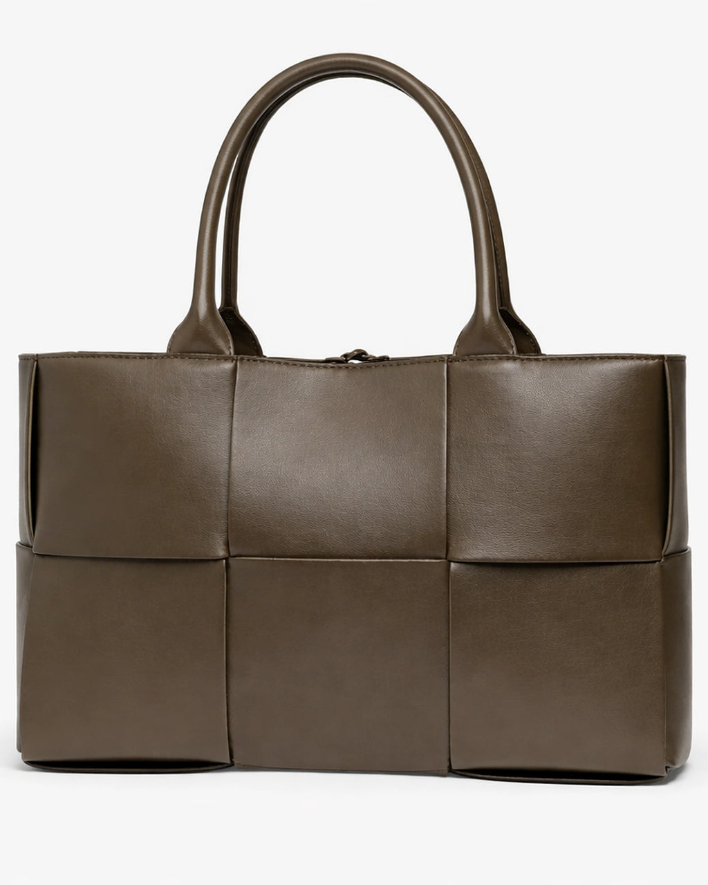 Women's Woven Faux Leather Tote Bag with Chunky Top Handles – Goldie