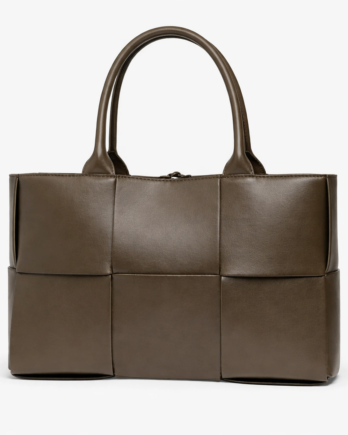 Women's Woven Faux Leather Tote Bag with Chunky Top Handles – Goldie