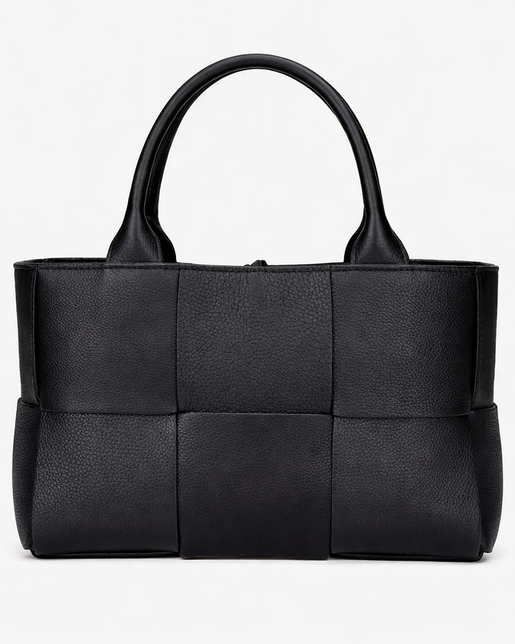Women's Woven Faux Leather Tote Bag with Chunky Top Handles – Goldie