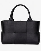 Women's Woven Faux Leather Tote Bag with Chunky Top Handles – Goldie