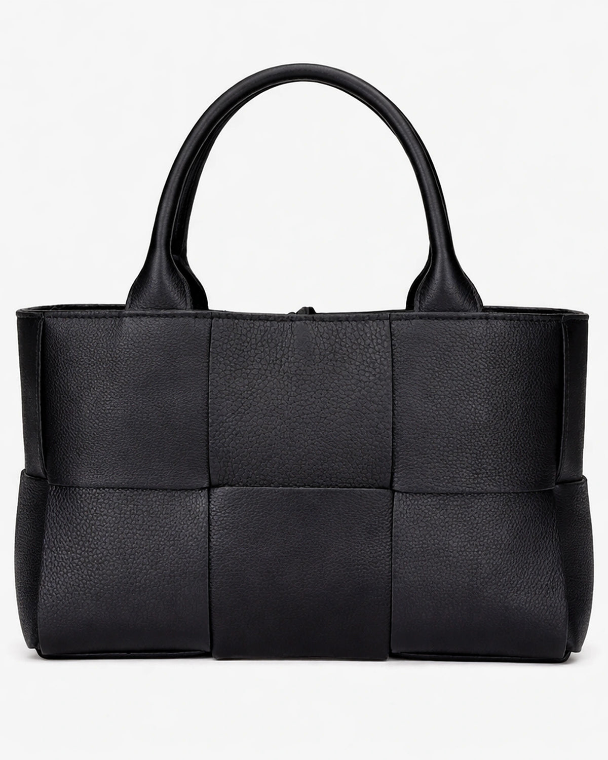 Women's Woven Faux Leather Tote Bag with Chunky Top Handles – Goldie