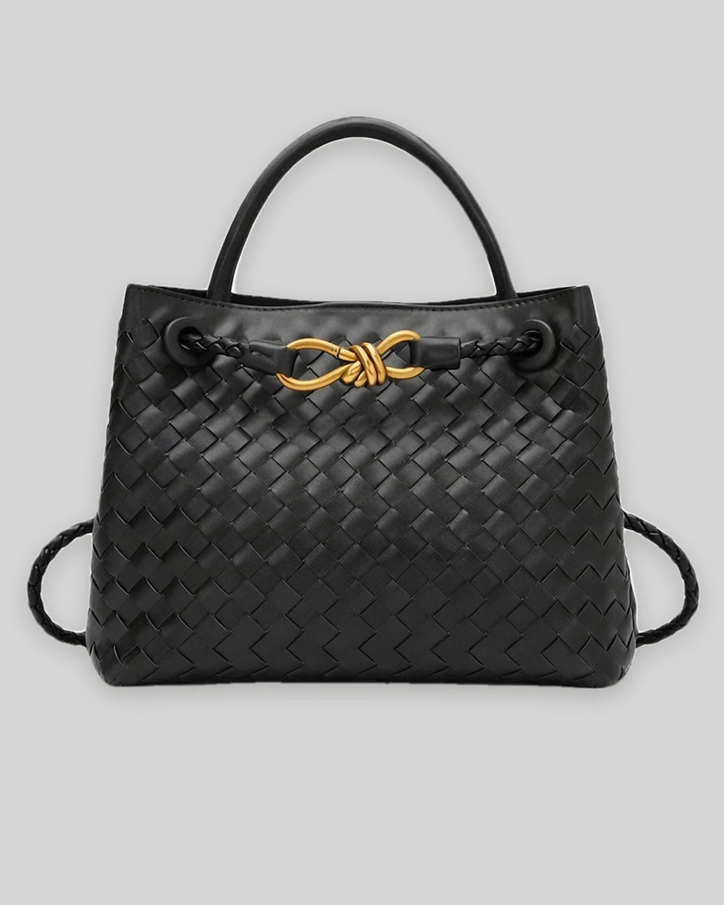 Women's Tote Bag Handbag in Soft Woven Leather with Knot Clasp Fastening – Quinn Rose