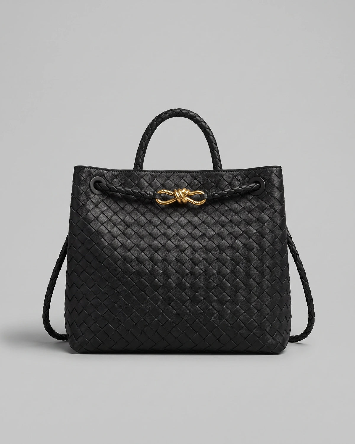 Women's Tote Bag Handbag in Soft Woven Leather with Knot Clasp Fastening – Quinn Rose