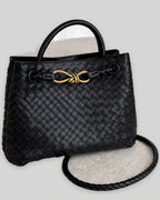 Women's Tote Bag Handbag in Soft Woven Leather with Knot Clasp Fastening – Quinn Rose