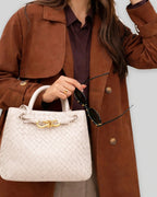 Women's Tote Bag Handbag in Soft Woven Leather with Knot Clasp Fastening – Quinn Rose