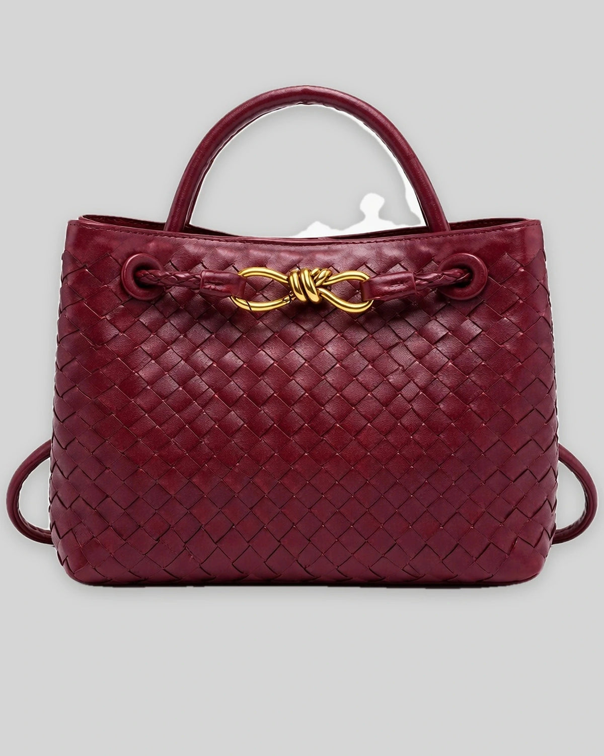 Women's Tote Bag Handbag in Soft Woven Leather with Knot Clasp Fastening – Quinn Rose
