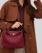 Women's Tote Bag Handbag in Soft Woven Leather with Knot Clasp Fastening – Quinn Rose