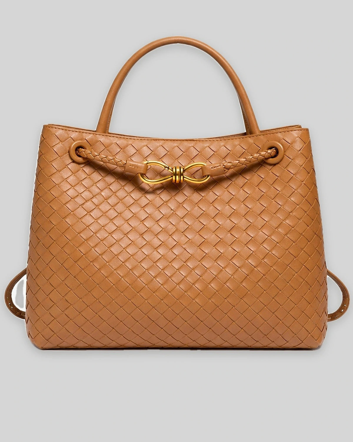 Women's Tote Bag Handbag in Soft Woven Leather with Knot Clasp Fastening – Quinn Rose