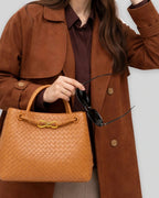 Women's Tote Bag Handbag in Soft Woven Leather with Knot Clasp Fastening – Quinn Rose