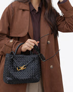 Women's Tote Bag Handbag in Soft Woven Leather with Knot Clasp Fastening – Quinn Rose