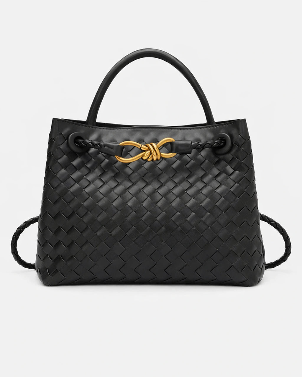 Women's Tote Bag Handbag in Soft Woven Leather with Knot Clasp Fastening – Quinn Rose