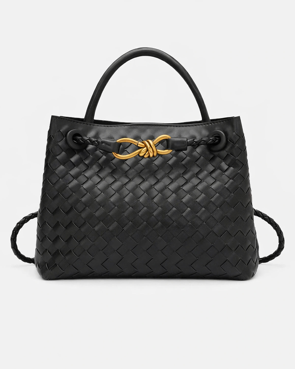 Women's Tote Bag Handbag in Soft Woven Leather with Knot Clasp Fastening – Quinn Rose