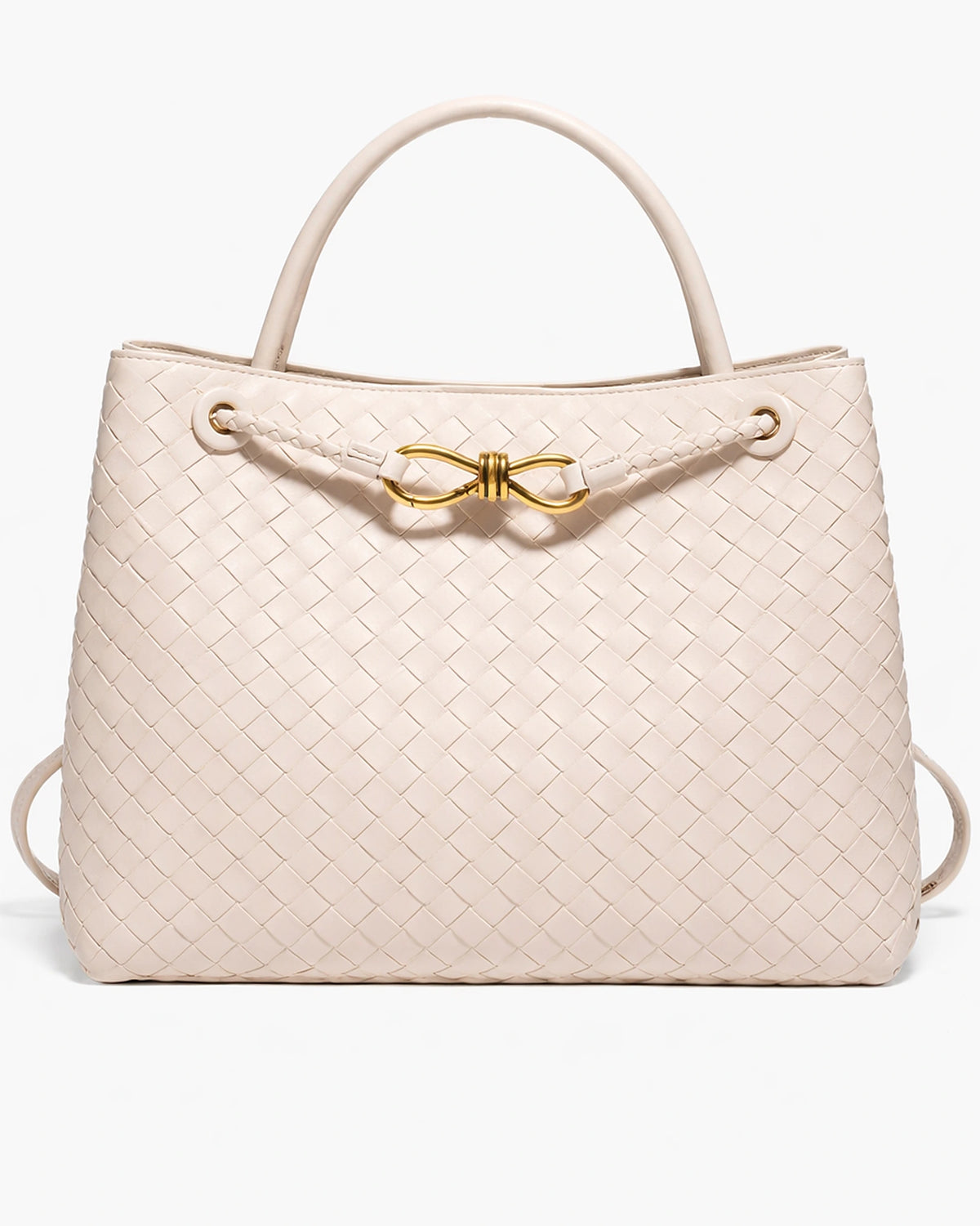 Women's Tote Bag Handbag in Soft Woven Leather with Knot Clasp Fastening – Quinn Rose