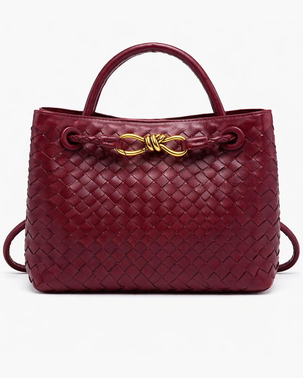 Women's Tote Bag Handbag in Soft Woven Leather with Knot Clasp Fastening – Quinn Rose