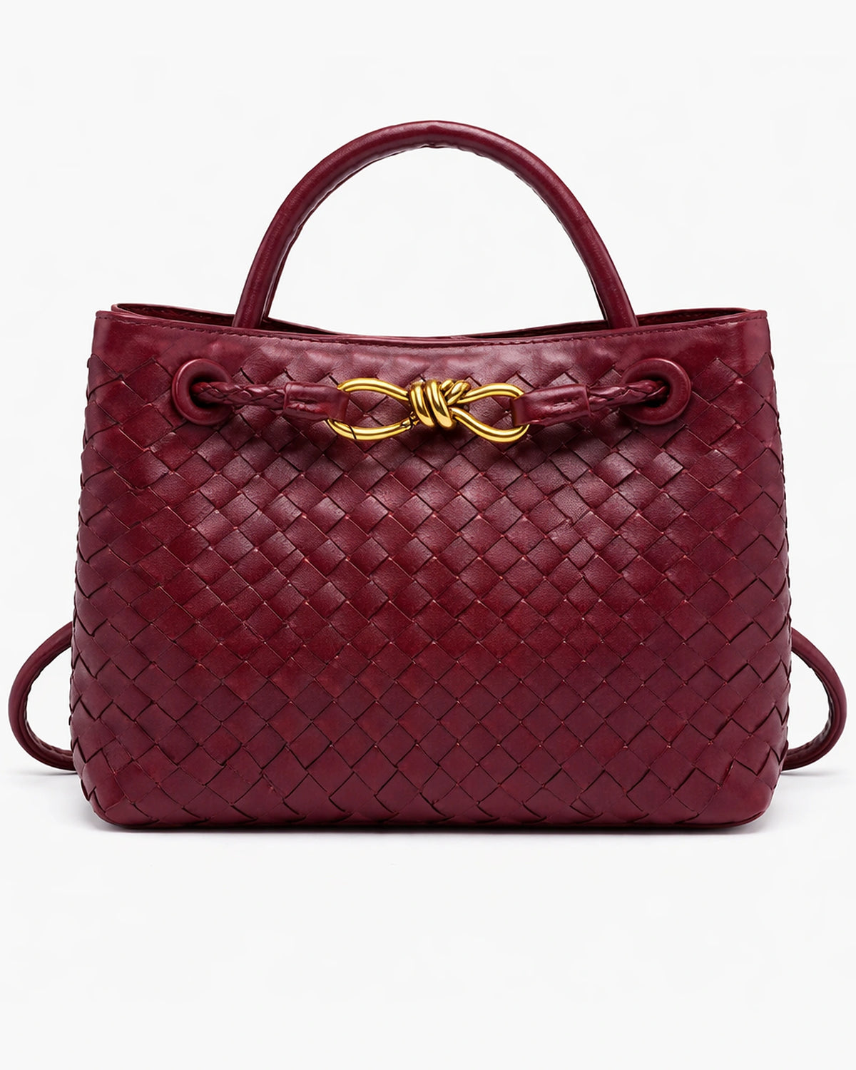 Women's Tote Bag Handbag in Soft Woven Leather with Knot Clasp Fastening – Quinn Rose