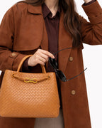 Women's Tote Bag Handbag in Soft Woven Leather with Knot Clasp Fastening – Quinn Rose